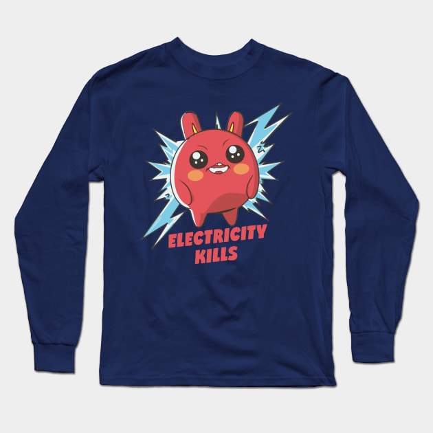 Electricity kills Kawaii Manga Long Sleeve T-Shirt by peterdesigns